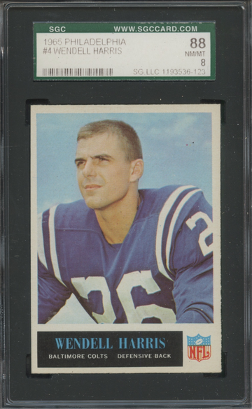 1965 Philadelphia #4 Wendell Harris Baltimore Colts SGC 88 NM/MT 8