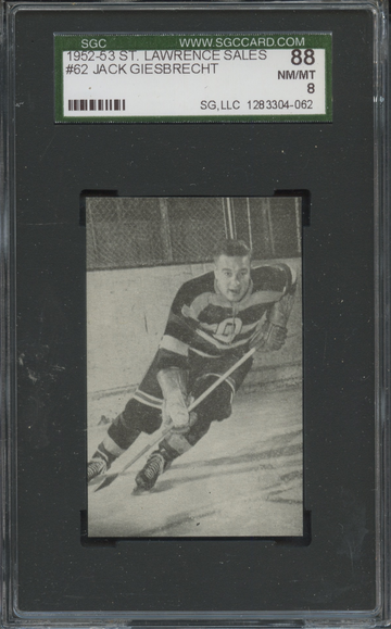 1952-53 St. Lawrence Sales #62 Jack Giesbrecht Ottawa Senators SGC 88 NM/MT 8