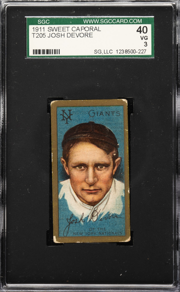 1911 T205 Sweet Caporal Josh Devore New York Giants  SGC 40 VG 3