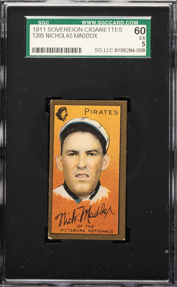 1911 T205 Sovereign Nick Maddox Pittsburgh Pirates SGC 60 EX 5