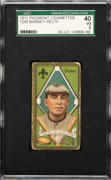 1911 T205 Piedmont Barney Pelty St. Louis Browns SGC 40 VG 3