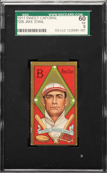 1911 T205 Sweet Caporal Jake Stahl Boston Red Sox  SGC 60 EX 5