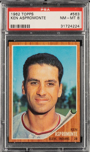 1962 Topps #563 Ken Aspromonte Cleveland Indians PSA 8 NM/MT