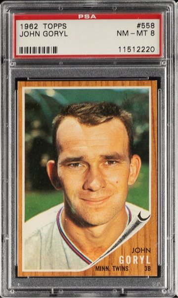 1962 Topps #558 John Goryl Minnesota Twins PSA 8 NM/MT