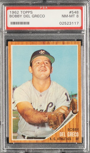 1962 Topps #548 Bobby Del Greco Kansas Athletics PSA 8 NM/MT