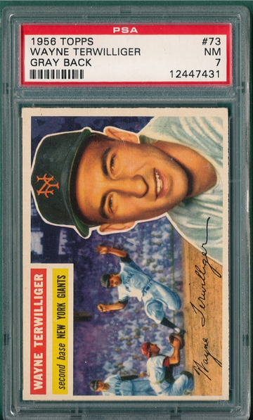 1956 Topps #73 Wayne Terwilliger New York Giants PSA 7 NM