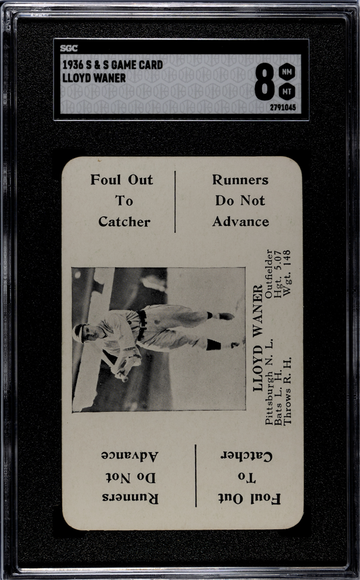 1936 S&S Game Card Lloyd Waner Pittsburgh Pirates SGC 8 NM/MT