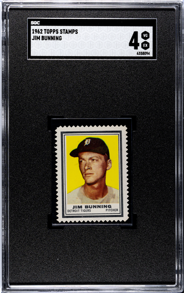 1962 Topps Stamps Jim Bunning Detroit Tigers SGC 4 VGEX