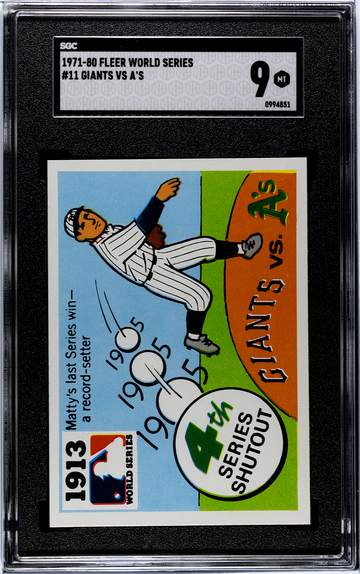 1971 Fleer World Series #11 1913 Giants  vs. A's Christy Mathewson SGC 9 Mint