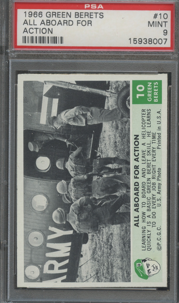 1966 Philadelphia Gum Green Berets #10 All aboard for Action PSA 9