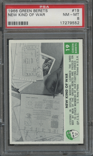 1966 Philadelphia Gum Green Berets #19 New Kind of War PSA 8