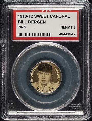 1910-12 Sweet Caporal Bill Bergen Brooklyn Dodgers  PSA 8 NM/MT