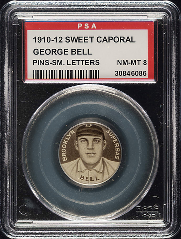 1910-12 Sweet Caporal George Bell Brooklyn Dodgers  PSA 8 NM/MT