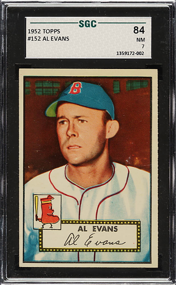 1952 Topps 152 Al Evans Boston Red Sox SGC 84 NM 7
