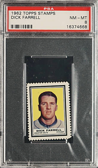 1962 Topps Stamps Dick Farrell Houston Colts PSA 8 NM/MT
