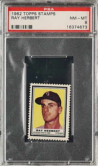 1962 Topps Stamps Ray Herbert Chicago White Sox PSA 8 NM/MT