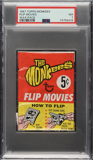 1967 Topps The Monkees Flip Movies Wax Pack PSA 7 NM