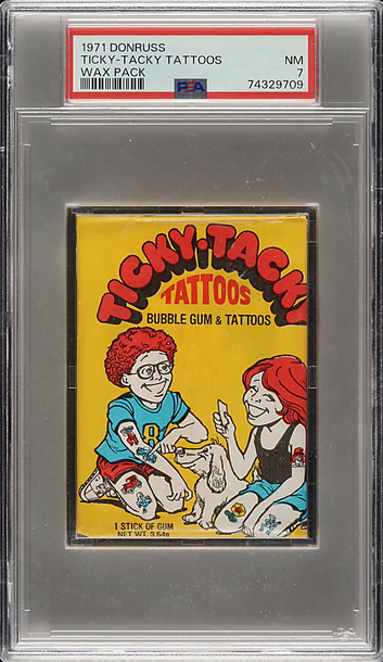 1971 Donruss Ticky-Tacky Tattoos Wax Pack PSA 7 NM