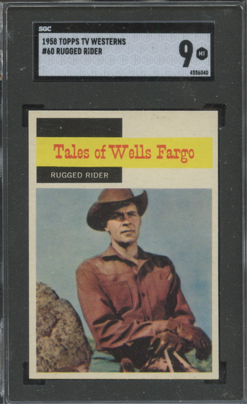 1958 Topps TV Westerns #60 Tales of Wells Fargo Rugged Rider SGC 9 Mint