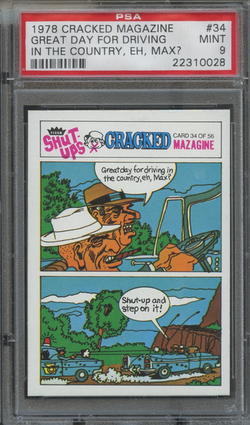 1978 Fleer Cracked Magazine #34 Great Day For Driving in the Country, Eh, Max? PSA 9 Mint