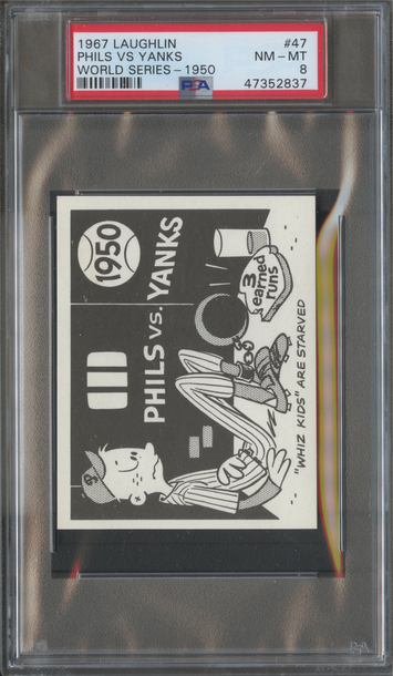 1967 Laughlin World Series #47 1950 Phils Vs. Yanks Lew Burdette PSA 8 NM/MT