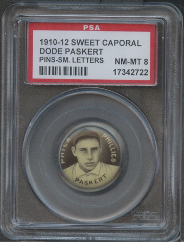 1910-12 Sweet Caporal Dode Paskert Philadelphia Phillies PSA 8 NM/MT