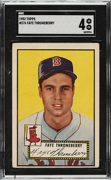 1952 Topps #376 Faye Throneberry Boston Red Sox SGC 4 VGEX