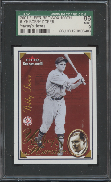 2001 Fleer Red Sox 100th Yawkey's Heroes #1YH Bobby Doerr SGC 96 Mint 9