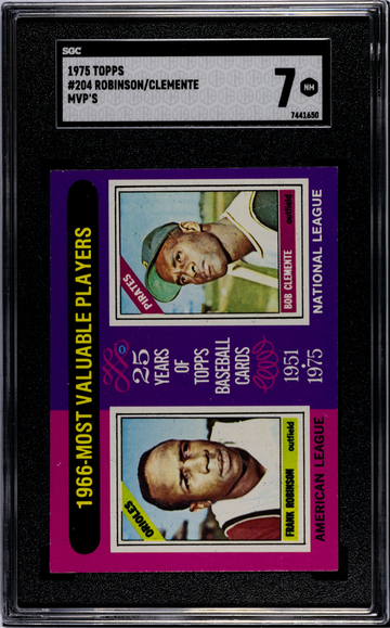 1975 Topps #200 1966 MVP'S Frank Robinson & Roberto Clemente SGC 7 NM