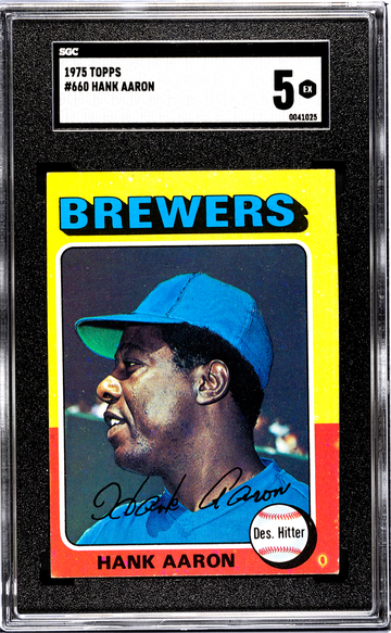 1975 Topps #660 Hank Aaron Milwaukee Brewers SGC 5 EX