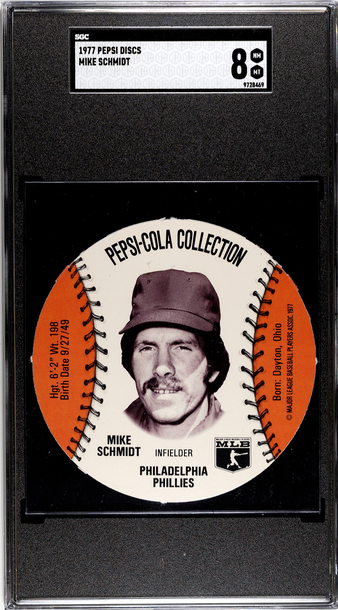 1977 Pepsi Discs Mike Schmidt Philadelphia Phillies SGC 8 NM/MT