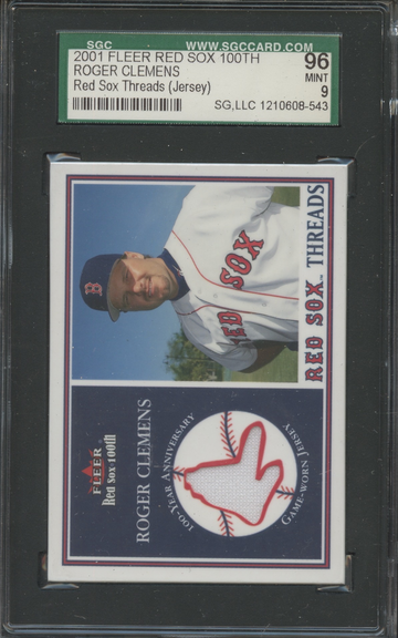 2001 Fleer Red Sox 100th Threads Roger Clemens  SGC 96 Mint 9