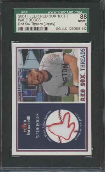 2001 Fleer Red Sox 100th Threads Wade Boggs  SGC 88 NM/MT 8