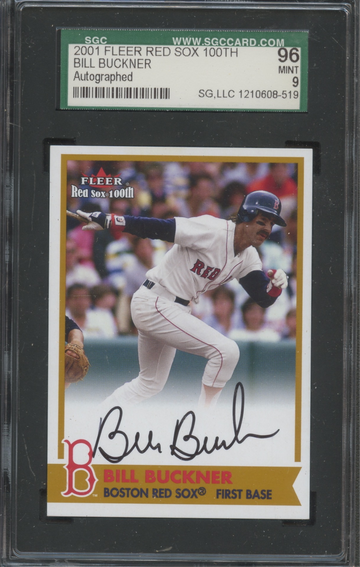 2001 Fleer Red Sox 100th Bo Sox Sigs Bill Buckner SGC 96 Mint 9