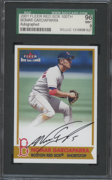 2001 Fleer Red Sox 100th Bo Sox Sigs Nomar Garciaparra SGC 96 Mint 9