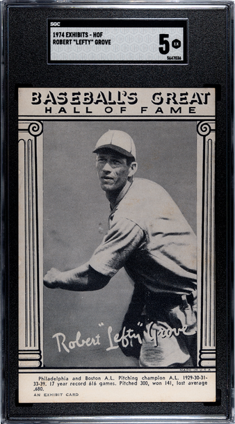 1974 Baseball's Great Hall of Fame Exhibits Lefty Grove Philadelphia A's SGC 5 EX