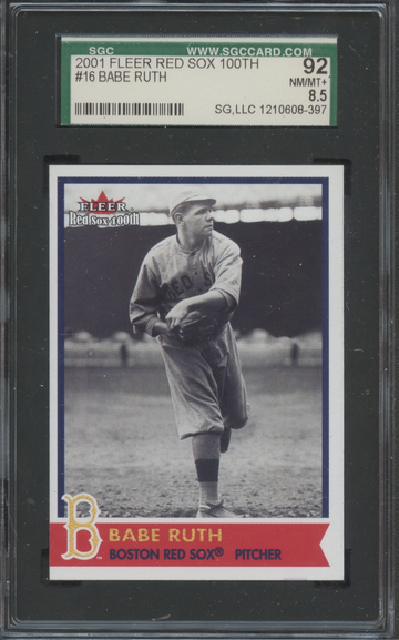 2001 Fleer Red Sox 100th #16 Babe Ruth SGC 92 NM/MT+ 8.5
