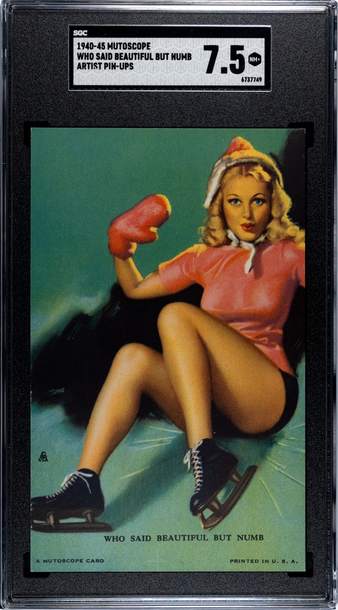 1940-45 Mutoscope Artist Pin-ups Who Said Beautiful But Numb  SGC 7.5 NM+