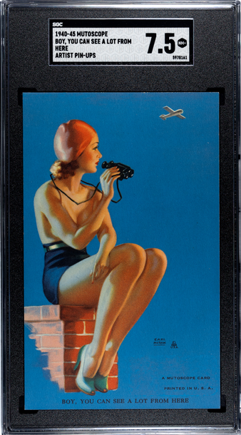 1940-45 Mutoscope Artist Pin-ups Boy, You Can See a lot From Here  SGC 7.5 NM+