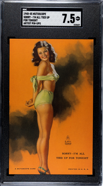 1940-45 Mutoscope Artist Pin-ups Sorry-I'm all Tied Up For Tonight  SGC 7.5 NM+