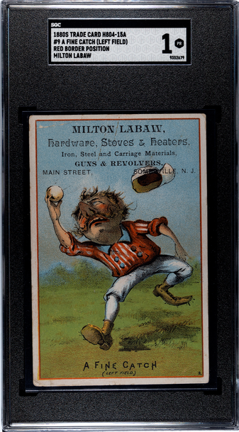1880s Trade Card H804-15A Red Border Position #9 A Fine Catch (Left Field) SGC 1 Poor