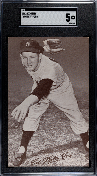 1962 Stat Back Exhibits Whitey Ford New York Yankees SGC 5 EX
