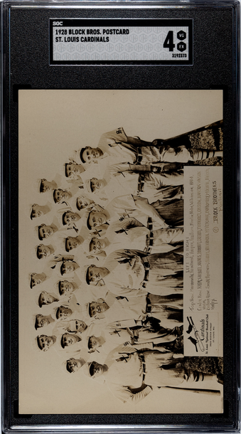1928 Block Brothers Post Card St. Louis Cardinals SGC 4 VGEX