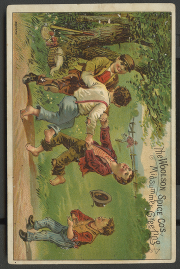 1891 Baseball Trade card Woolson Spice Cos. /Lion Coffee  Mid Summer's Greeting