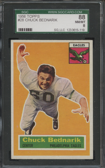 1956 Topps #28 Chuck Bednarik SGC 88 NM/MT 8