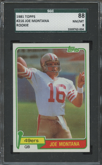 1981 Topps #216 Joe Montana SGC 88 Rookie