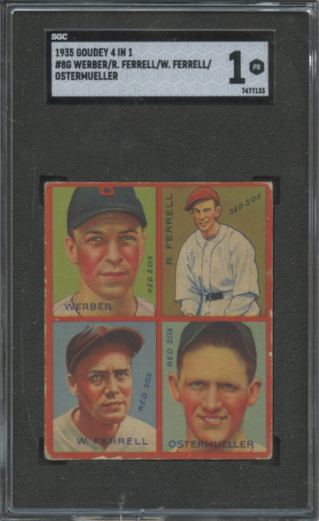 1935 Goudey 4 in 1 Werber, Rick Ferrell, Wes Ferrell, Ostermueller SGC 1 Poor