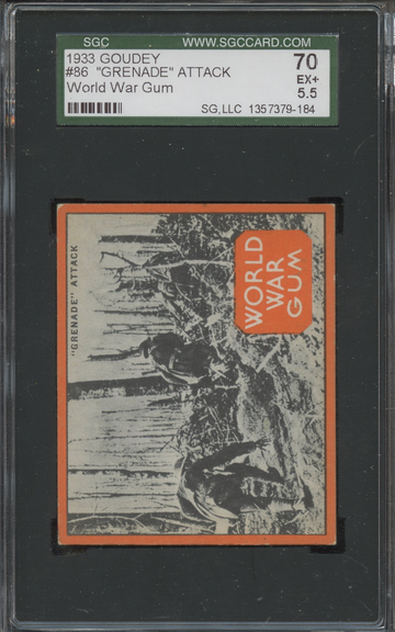 1933 Goudey World War Gum #86 "Grenade" Attack SGC 70 EX+ 5.5