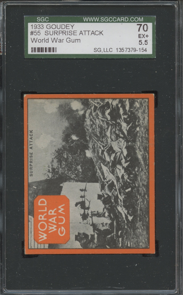1933 Goudey World War Gum R174  #55 Surprise Attack SGC 70 EX+ 5.5