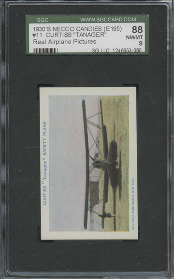 1930's Necco Candies Real Airplane Pictures E195 #11 Curtiss Tanager SGC 88 NM/MT 8